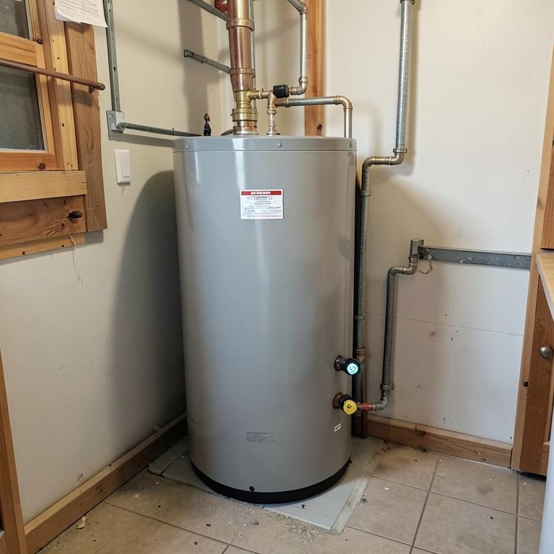 New hot water tank installed with shut-off valves in a Scarborough utility room